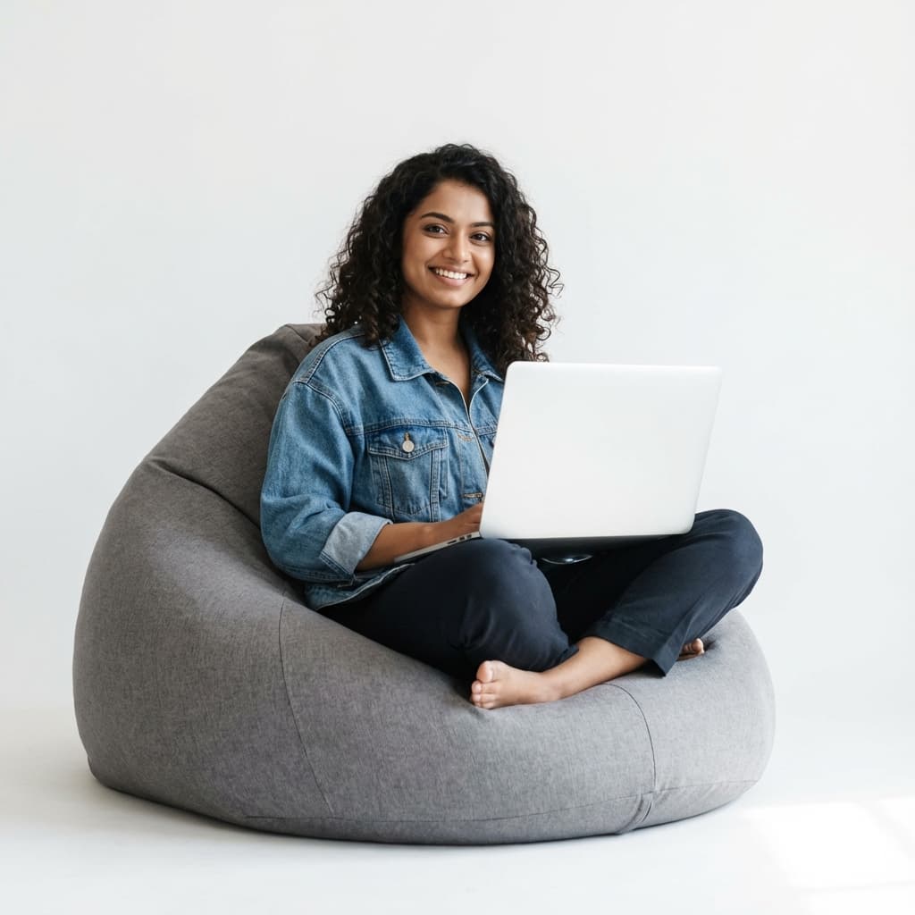 Student studying with laptop
